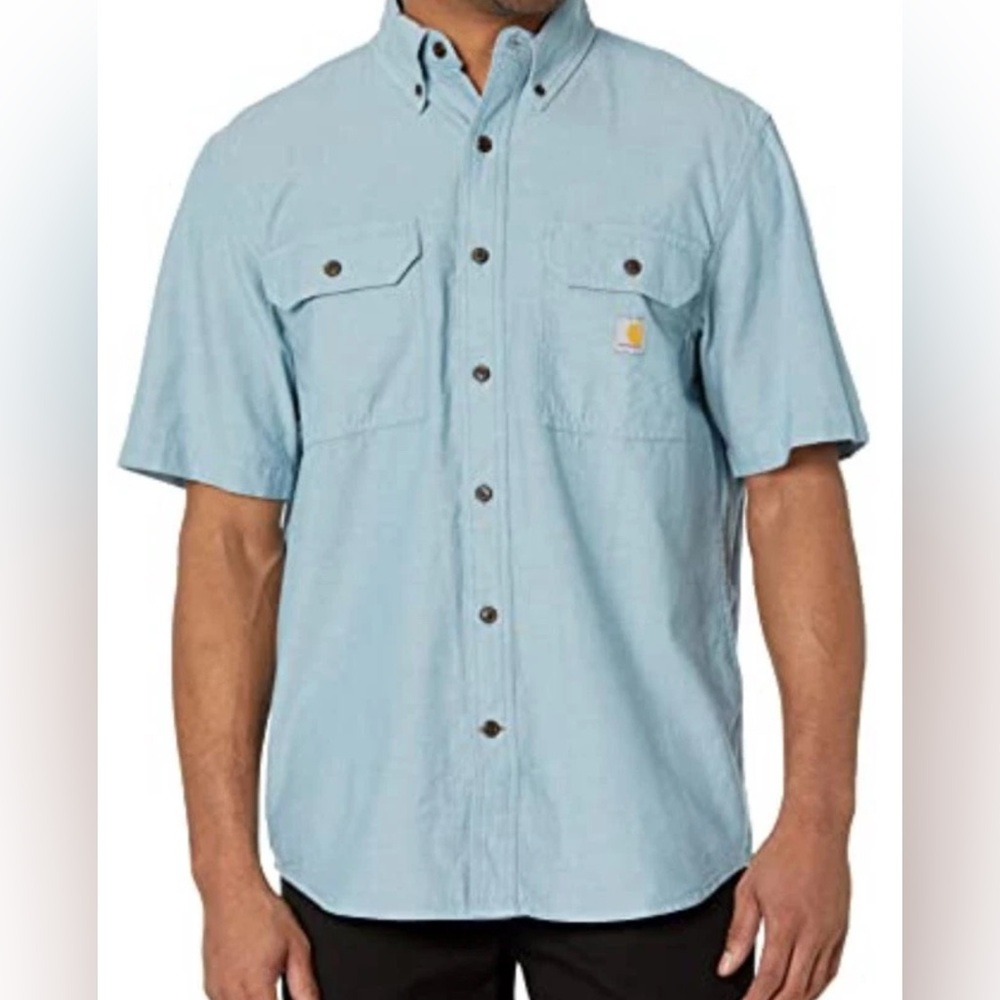 Carhartt Men's Loose Fit Midweight Chambray Short Sleeve Shirt Size Medium
